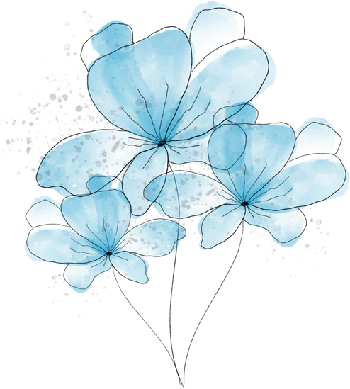 Blue Watecolor Flowers